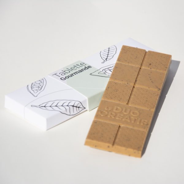 Tablette gourmande chocolat blanc caramélisée & café