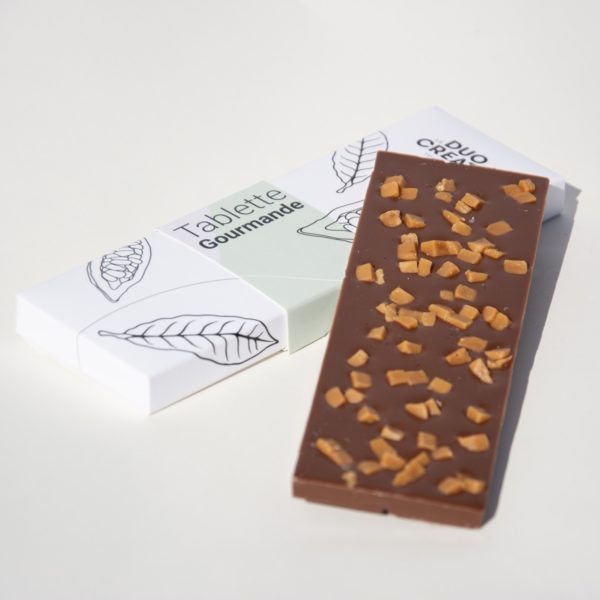Tablette gourmande chocolat au lait et éclats de caramel