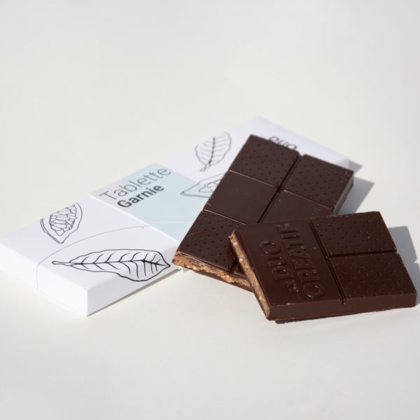 Tablette de chocolat noir et praliné au sarrasin